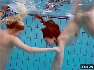 hot Russian women swimming in the pool