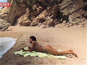 LETSDOEIT - hot ebony teenage fucked rigid At The Beach