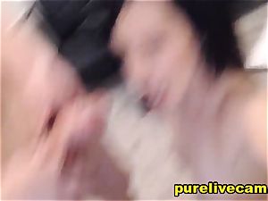 sheer pleasure black-haired Used A fuck stick And demonstrating Her beaver On cam